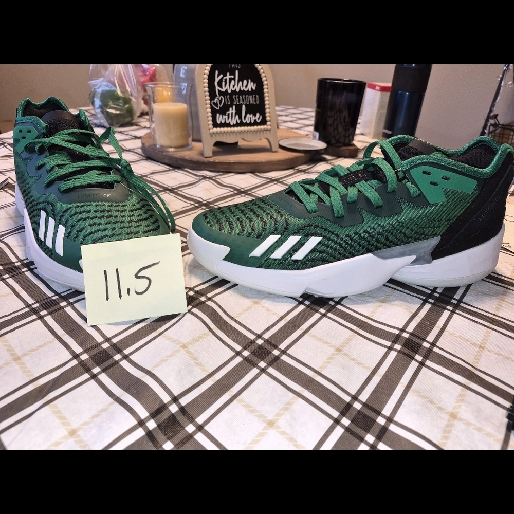 Adidas Mens Green and Black Sneakers